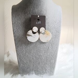 NWT J.Jill Pierced Earrings White And Gold Marble Look